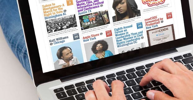 Blogger reviewing product on laptop computer