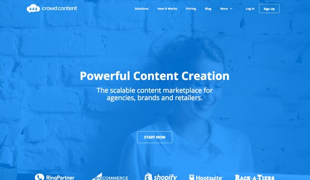 Laptop with outsourcing and content writing concept