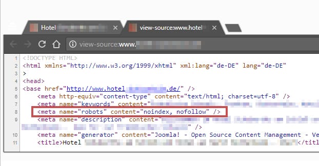 Google search results page not indexing content