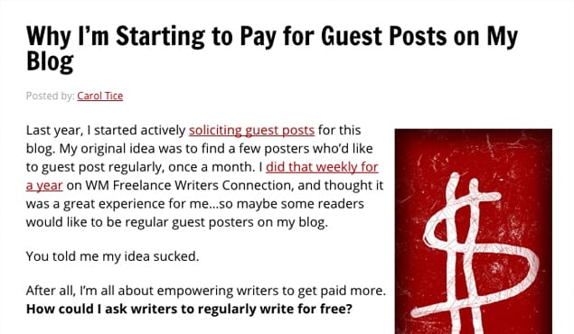 Blogger comparing guest and sponsored post types