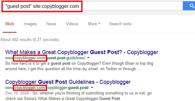 List of guest blogging search operators