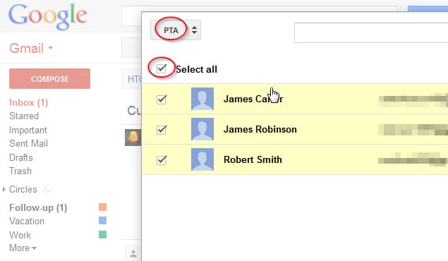 Person searching for email on computer