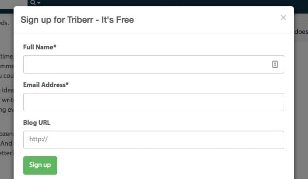 Triberr dashboard showing blogger tribe connections