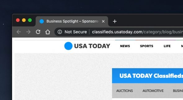 USA Today Business Spotlight feature article page