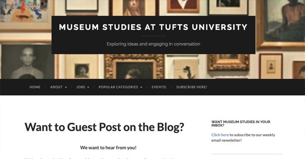 Person submitting guest post to university website