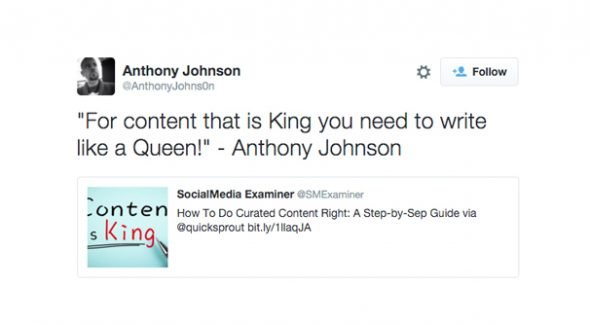 Person sharing blog post on social media