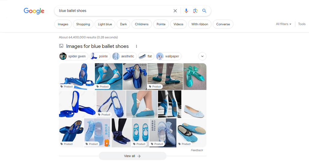 Google search results page with ads