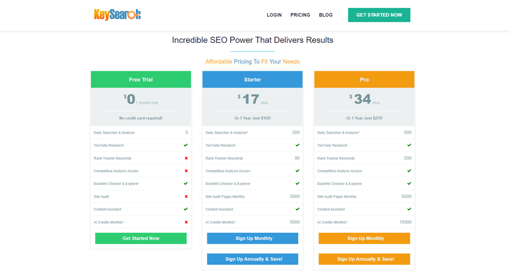 KeySearch pricing plans and subscription options
