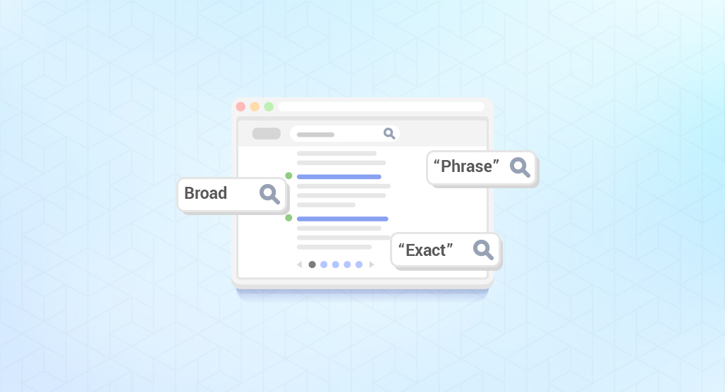 Keyword match types comparison chart diagram