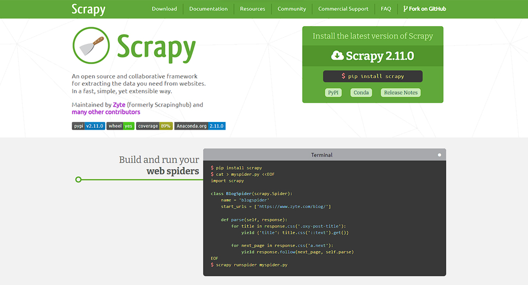 Scrapy web scraping framework logo