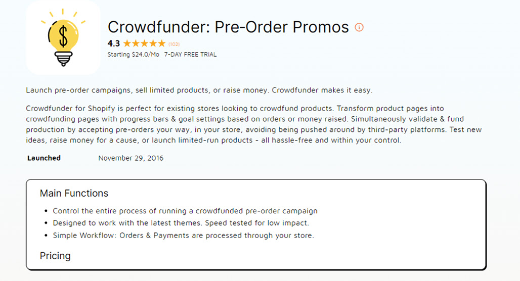 Crowdfunding campaign page on laptop screen