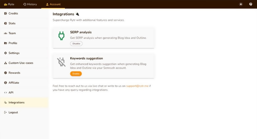 Rytr AI writing assistant interface screenshot