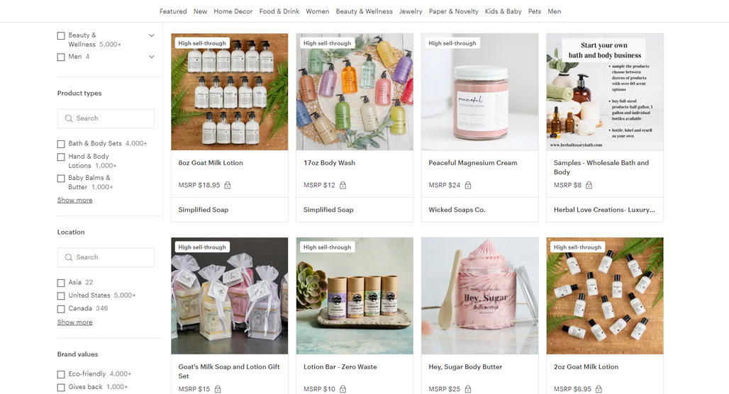 Assorted consumable products on store shelf