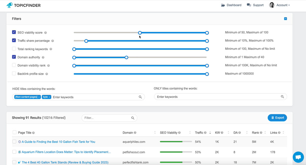 Keyword research tools interface on screen