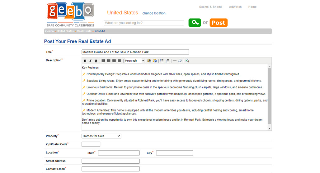 Person browsing free classified ads online