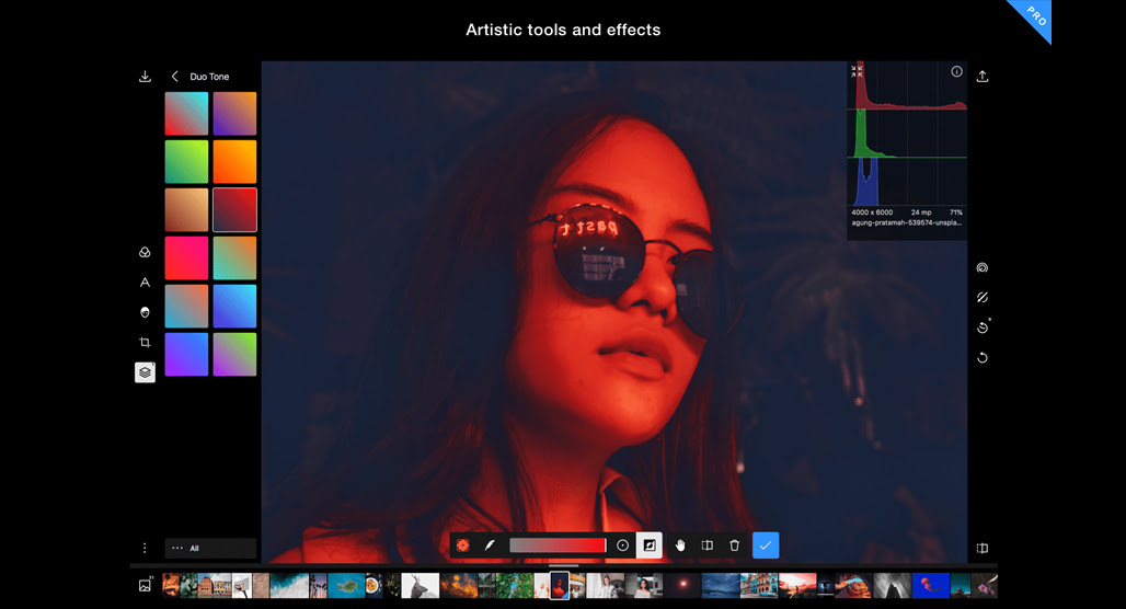 Polarr mobile photo editing interface screenshot