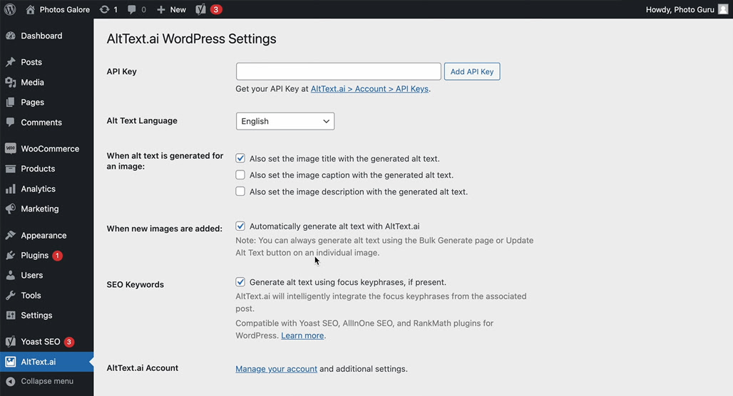 ChatGPT generating automatic image alt tags