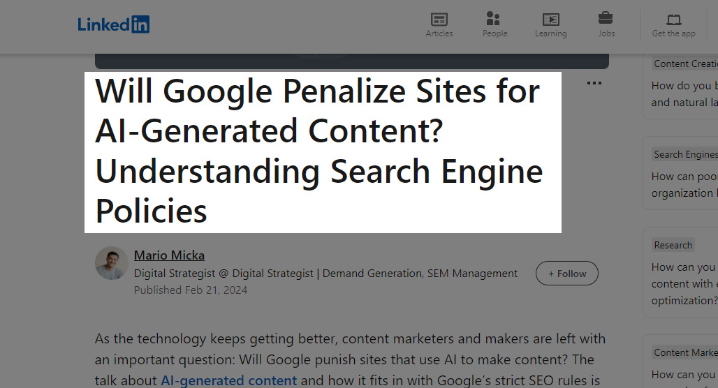 Person creating high quality helpful content