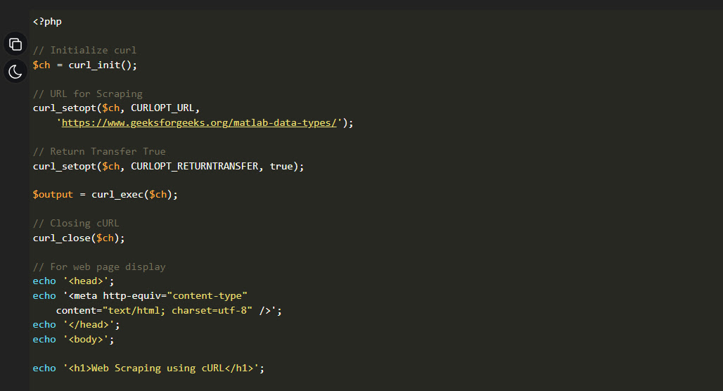 Custom code snippet for URL parsing