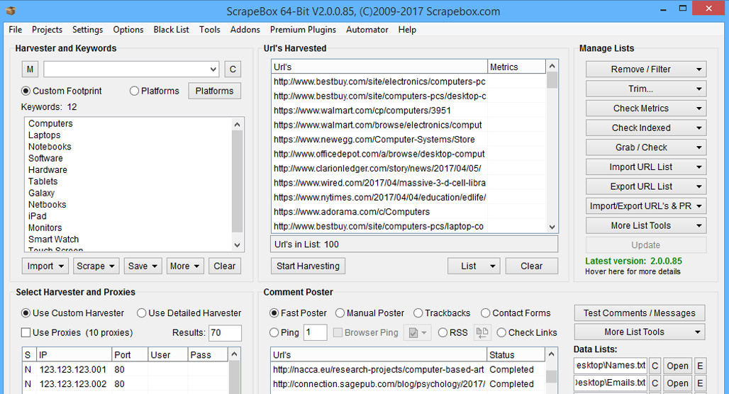Scraper tool extracting blog post title