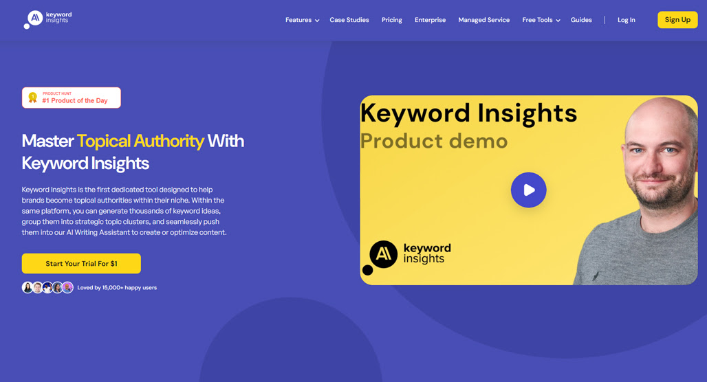 Keyword Insights tool dashboard interface screenshot