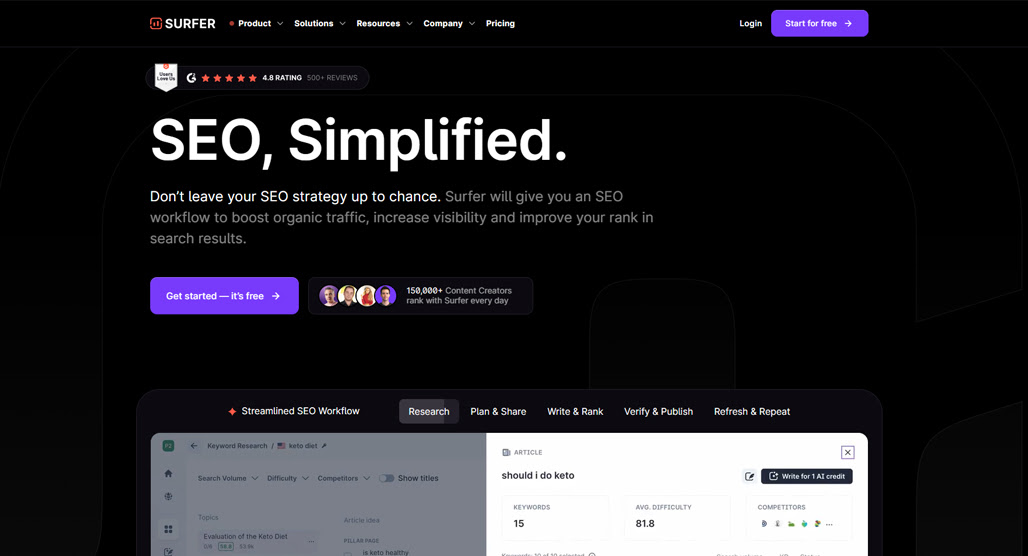 Comprehensive keyword clustering platform dashboard interface