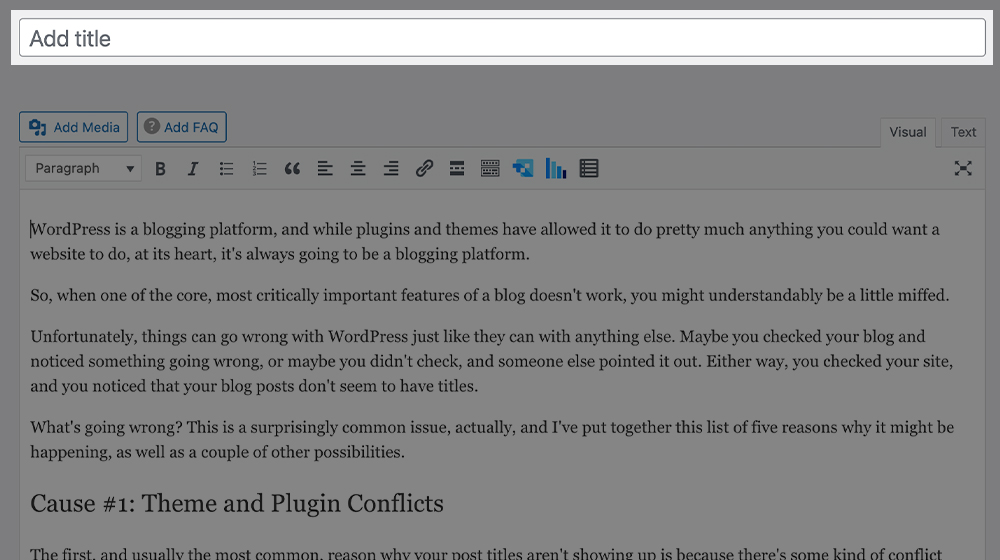 WordPress blog post title display settings