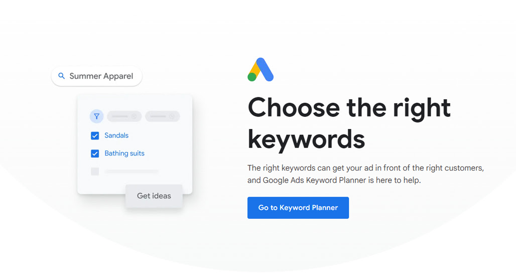 Google Keyword Planner tool access screen
