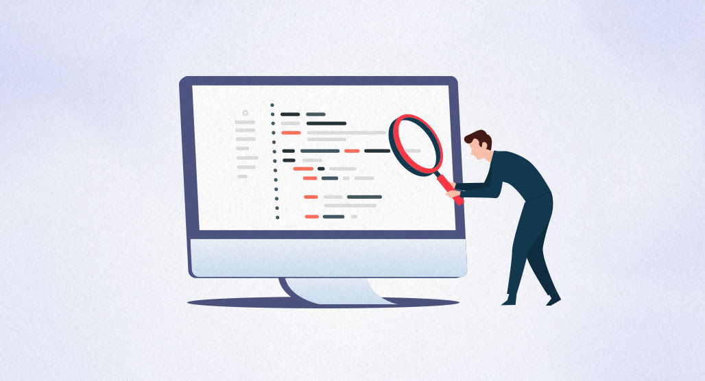 Magnifying glass examining website data elements