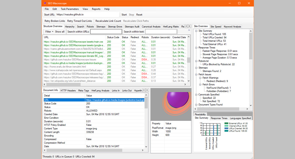 SEO Macroscope web scraping software interface