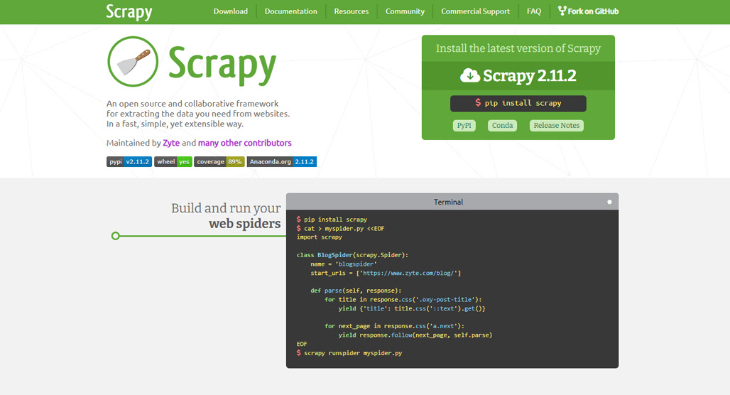 Scrapy web scraping framework logo