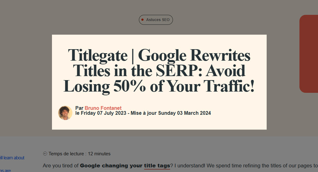 Google search result with truncated title