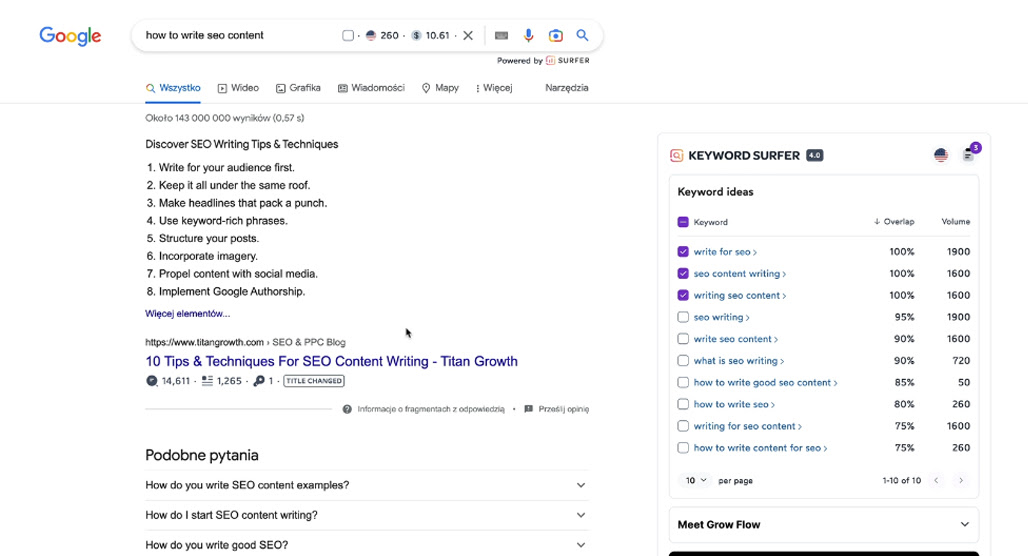 Keyword Surfer versus Keywords Everywhere comparison chart