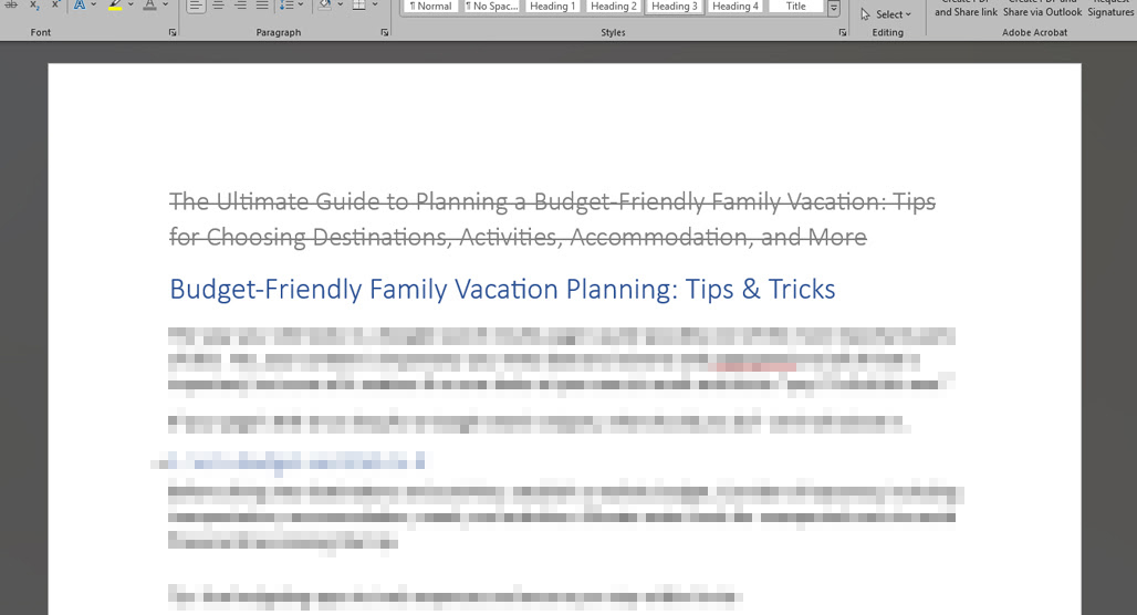 Person shortening a long page title