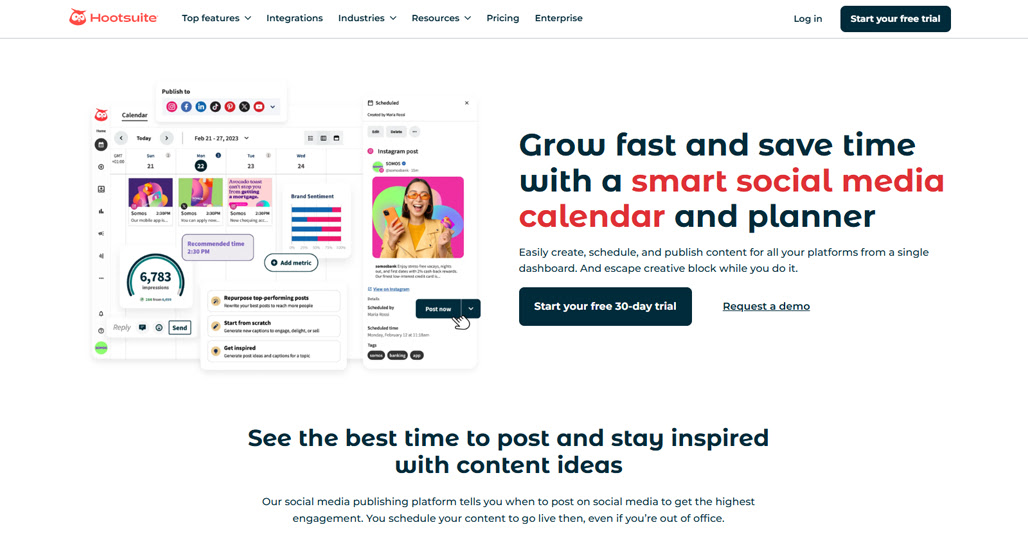 Automation platform dashboard for social media scheduling