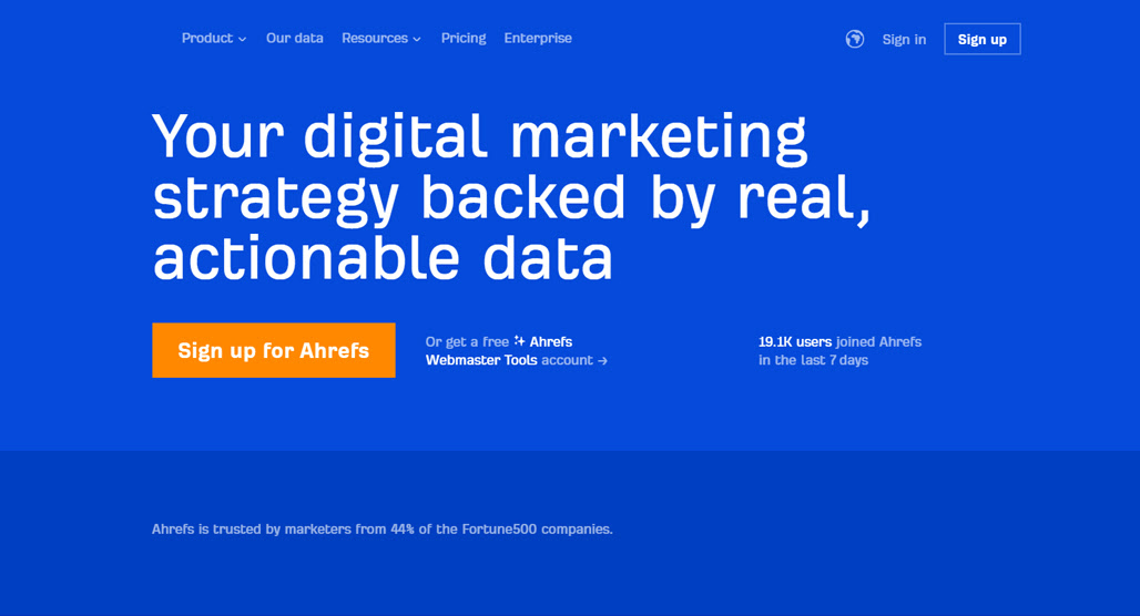 Ahrefs dashboard showing SEO analytics data