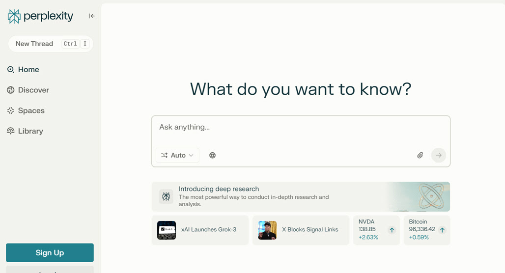 Perplexity AI search interface screenshot