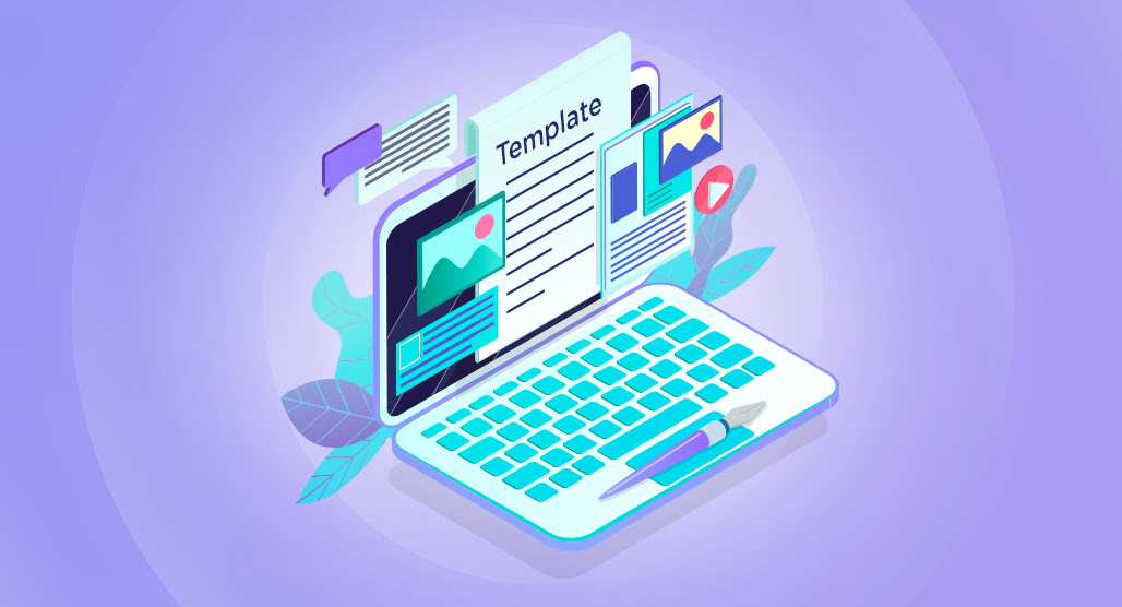 Blog post template layout on screen