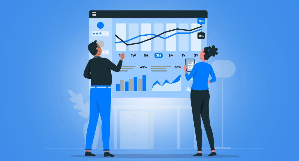 Person analyzing website traffic data charts