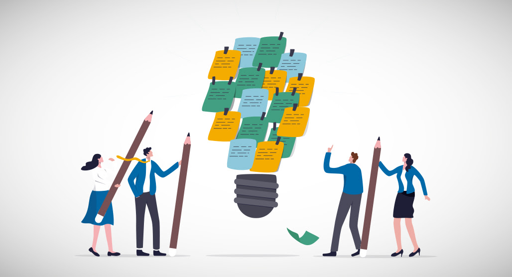 Person brainstorming creative ideas on paper