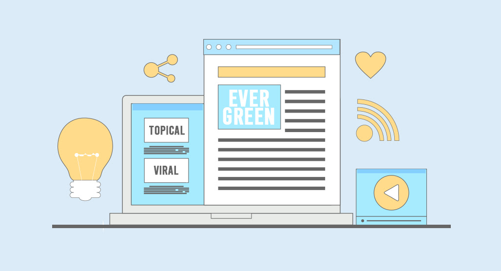 Topical evergreen and viral content comparison chart