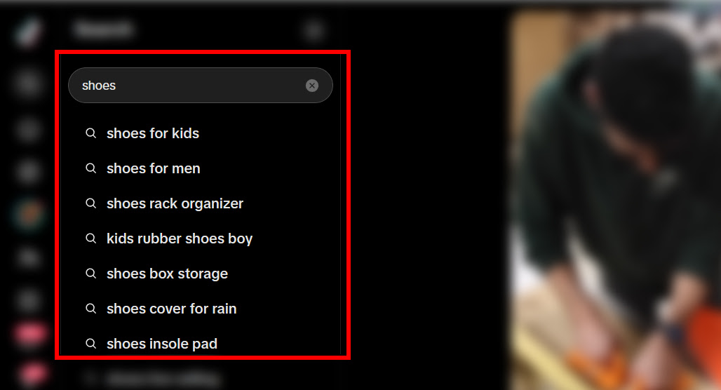 TikTok search bar keyword data interface