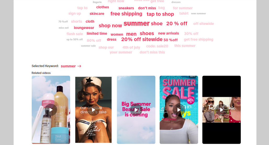 TikTok search data limitations warning screen