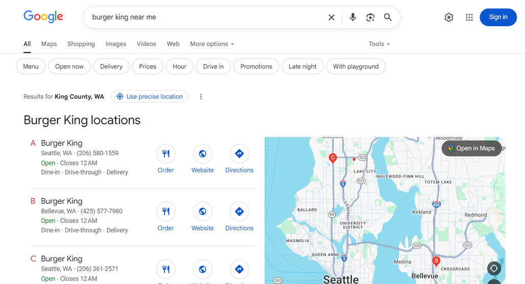 Search results page with no clicks shown