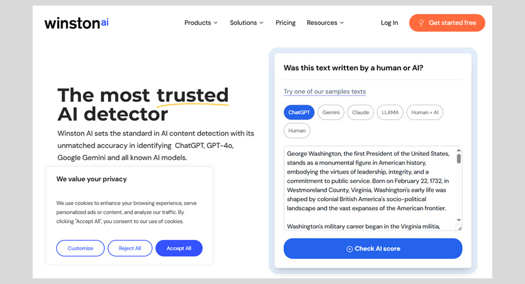 AI detector scanning rewritten article content