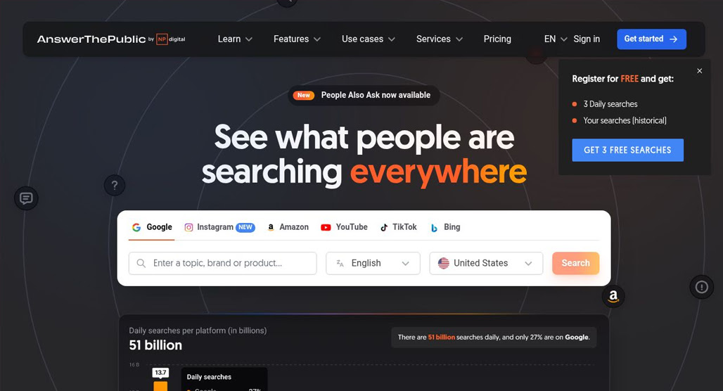 Person researching keywords on a computer