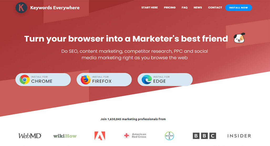 Keywords Everywhere browser extension keyword data