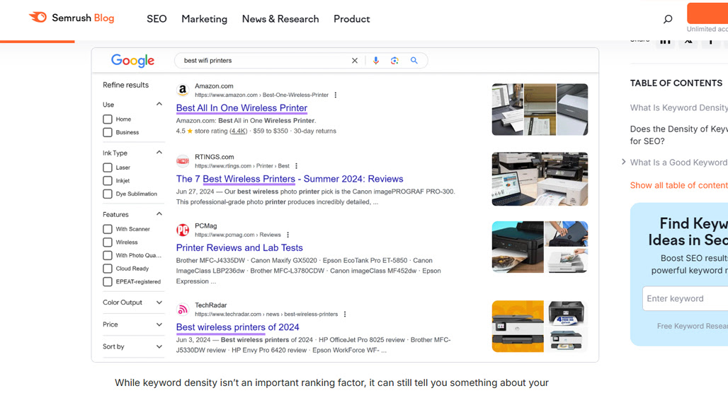 SEO metrics analysis on a laptop screen