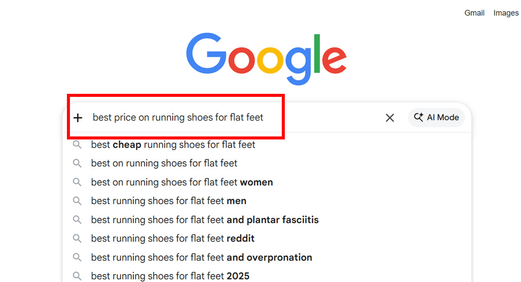 Person researching long-tail keywords on laptop