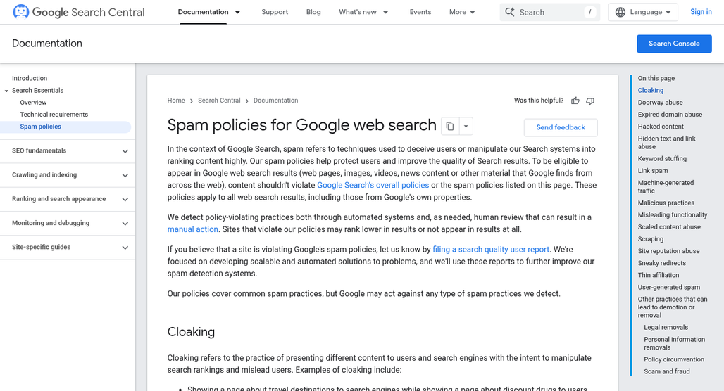 Warning signs of rapid keyword stuffing